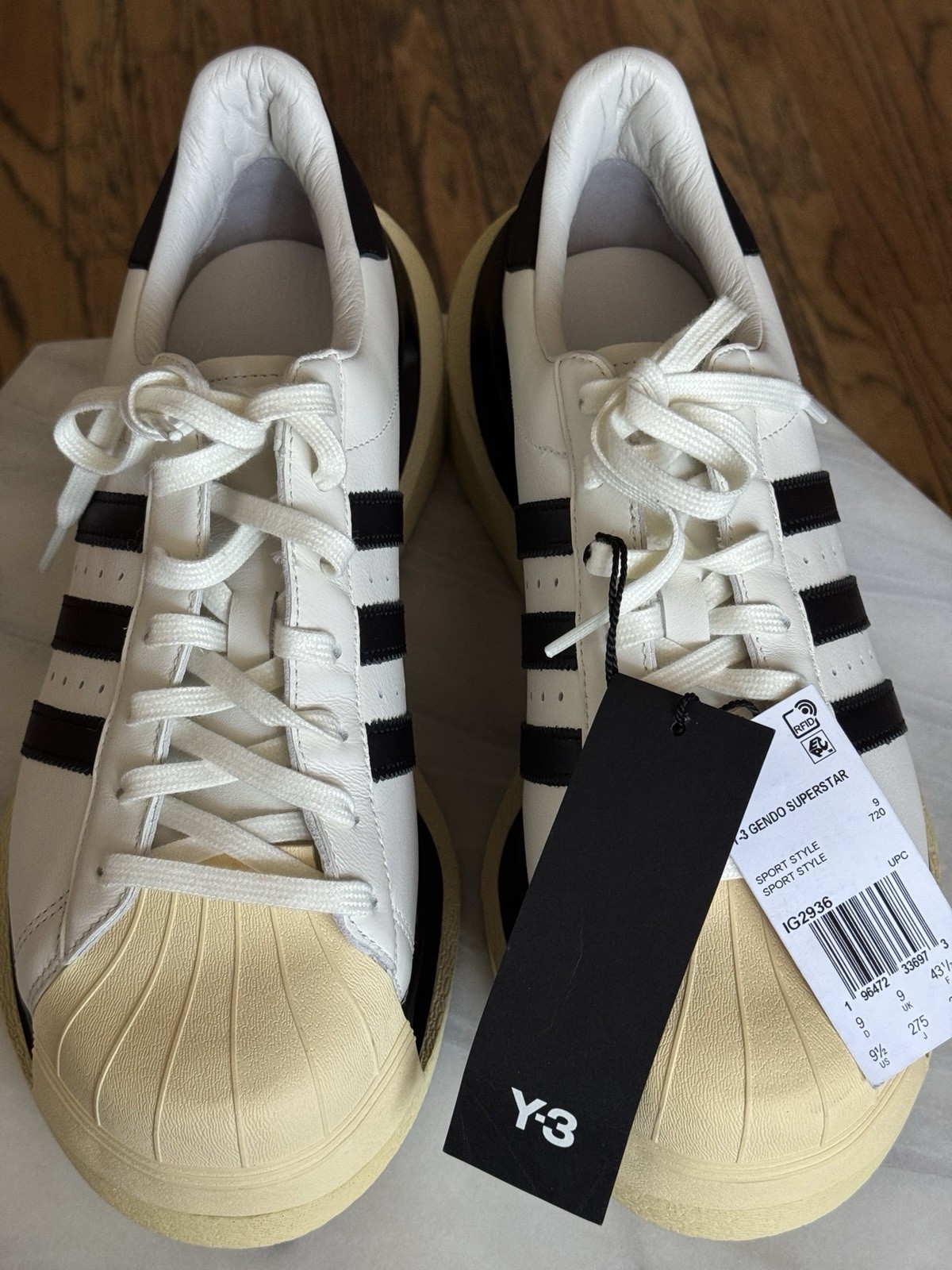 Y-3 Yohji Yamamoto Gendo Superstar Shoes White Black Size 9.5 IG2936 No Box image 8