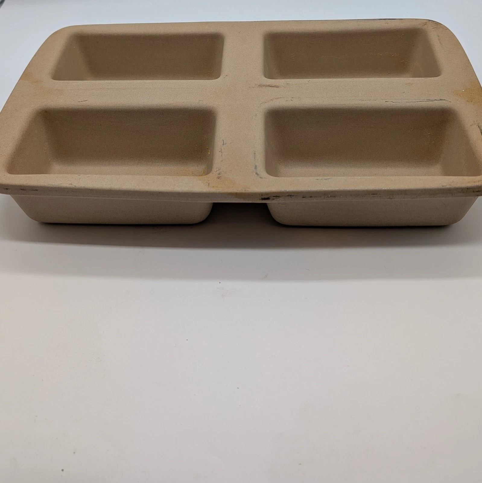 Pampered Chef Mini 4 Loaf Stoneware Bread Pan 15"x 9" Family Heritage Collection