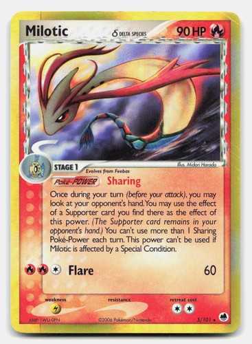 Milotic 5/101 Holo Rare Dragon Frontiers Pokemon LP MAJOR Surface Scratch