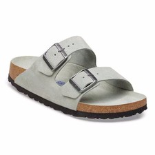 Birkenstock Unisex Arizona Soft Footbed Suede Leather Sandals - Pure Sage