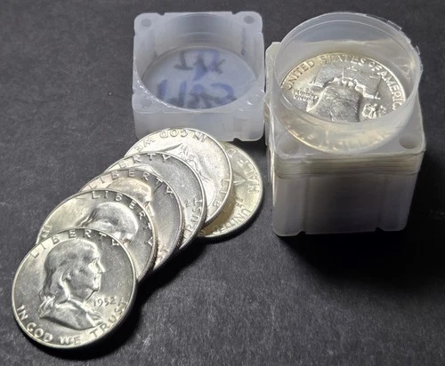 Roll of 1952-S Franklin Half Dollars, AU – BU