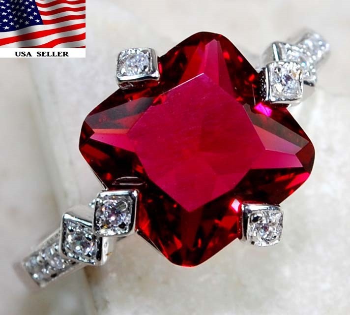 3CT Heat Treated Rubellite Tourmaline 925 Sterling Silver Ring Sz 8 L1-5