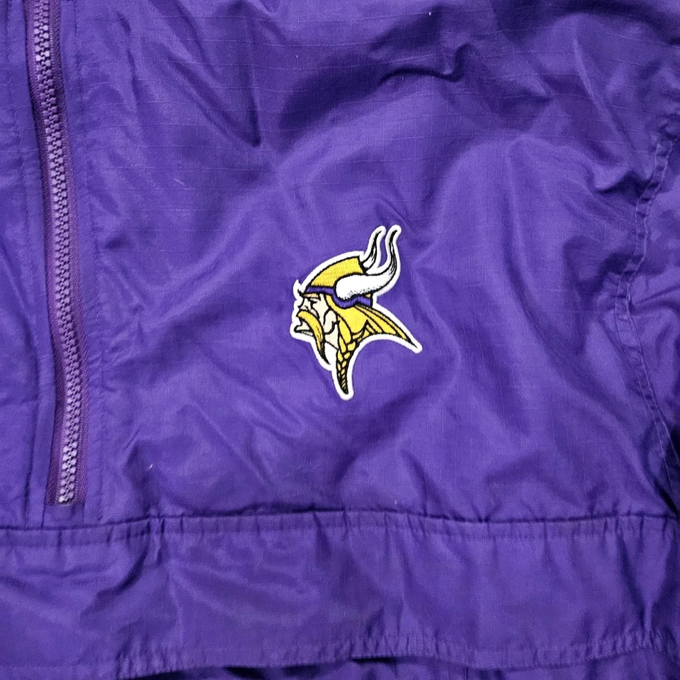 明尼苏达维京人队 NFL 标志体育比赛日 1/2 拉链套衫 L 码男式复古 — 第 3/4 张图片