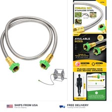 5FT Short Garden Hose Female to Female Stainless Steel Leader Hose for Hose...