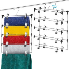 5-Tier Skirt Hangers with Clips 3 PK Pant Space Saving Multiple in one Cl...