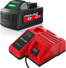 Upgraded 8.0Ah 18V Replacement for Milwaukee M18 Battery and Charger Compatible