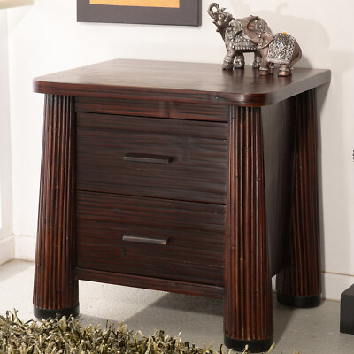 Design Nachttisch Toraja Beistelltisch Bambus Rattan Nachtschrank  Nachtkonsole | eBay.de