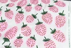 Marimekko cotton fabric pink/green/gold Pieni Mansikka 145x100cm by Maija Isola