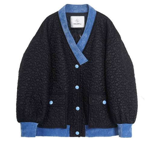 Womens Winter Fashion V Neck Long Sleeve Loose Flowers Warm Padded Coats Parkas - 第 8/12 張圖片