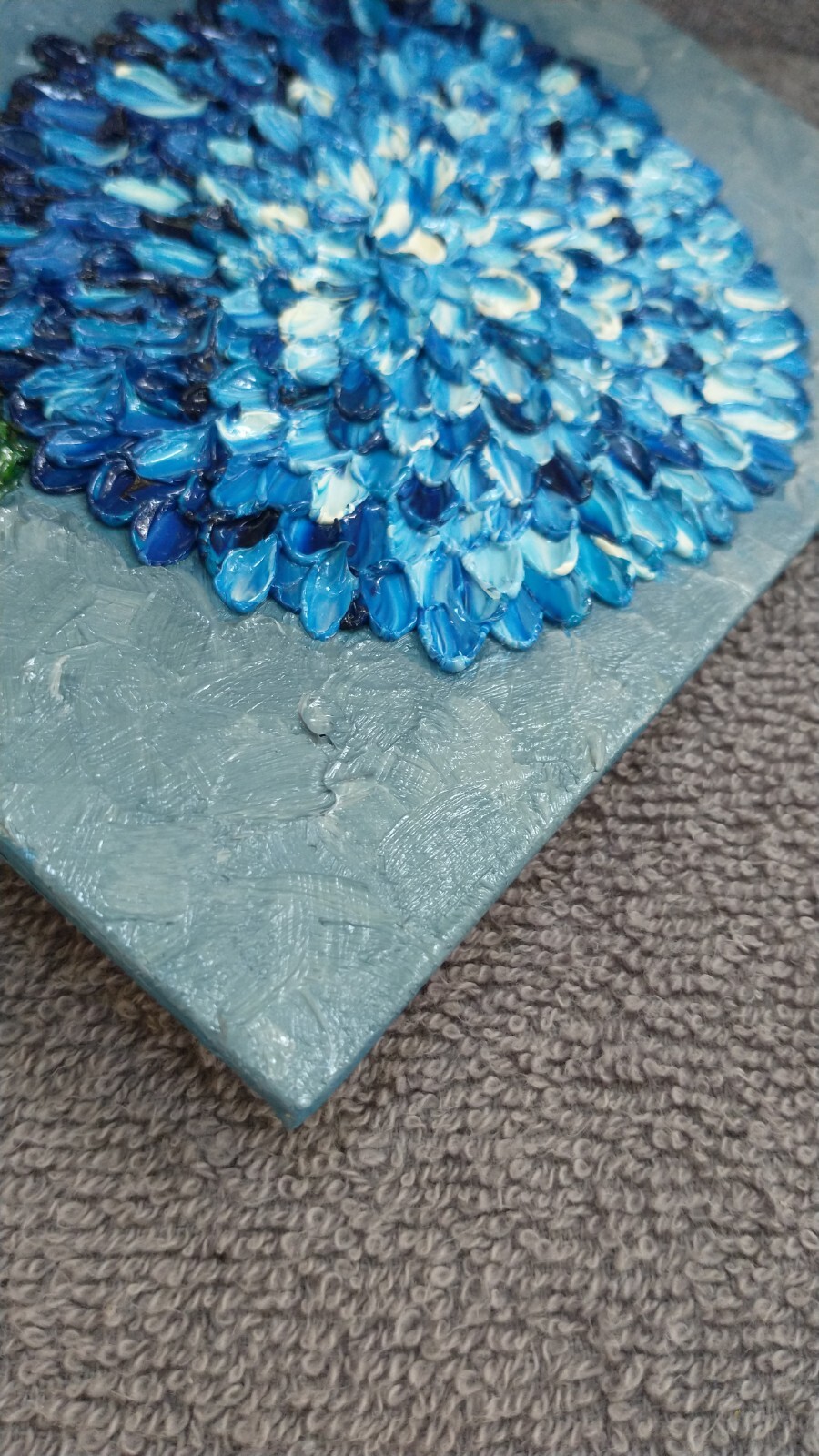 Original Oil Painting BLUE HYDRANGEA DAHLIA IMPASTO textured flower ...