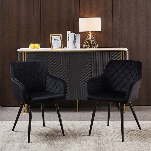 Par de sillas de comedor de terciopelo cuero sintético patas de metal acolchadas comedor moderno - Imagen 23 de 131