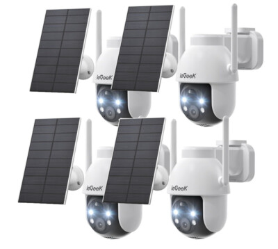 ieGeek 2K Überwachungskamera Aussen Kabellos mit FarbNachtsicht Solarpanel, IP65
