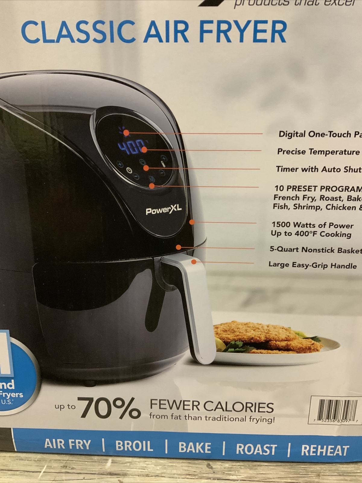 🍳 PowerXL 5qt Single Basket Air Fryer,Digital Touchscreen in Black (1
