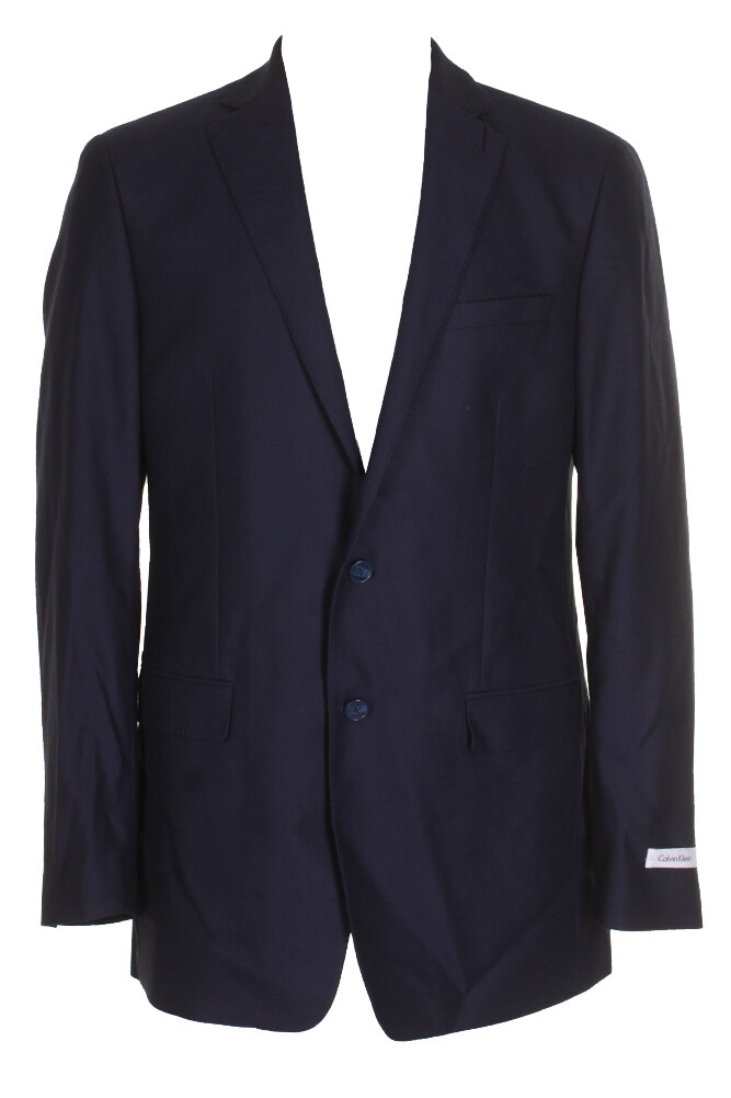 Calvin Klein Mens Blue Slim-Fit Textured Single Breasted Notched Lapel Blazer 17290₽