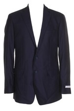 Calvin Klein Mens Blue Slim-Fit Textured Single Breasted Notched Lapel Blazer