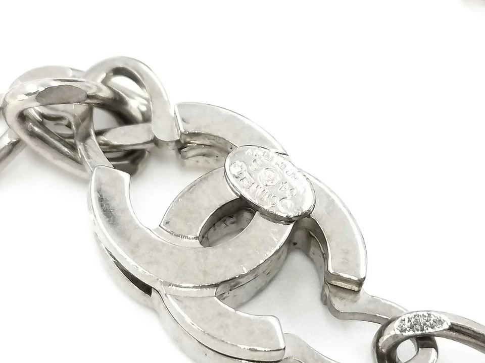 CHANEL браслет 04S серебряная цепочка с черный куб подвеска CC логотип винтажный без коробки - Изображение 2 из 4