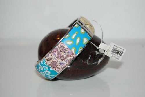 VIVA PERLEN MEHRFARBIG KAUTSCHUK DESIGN AUF SILBERFARBENEM METALL STATEMENT MANSCHETTE ARMBAND - Bild 7 von 8