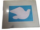 Peace Dove Shalom Jewish Art Embossed Art Decor Framed Blue and White GR7