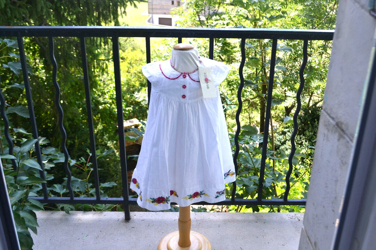 robe neuve kenzo kids 4 ans blanche doublee fleurs brodees