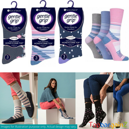 Ladies Gentle Grip Honeycomb Top Soft Cotton Non Elastic Diabetic Socks UK 4-8 - Picture 10 of 131
