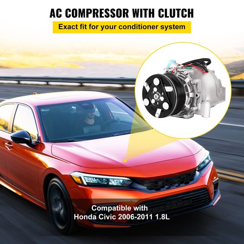 VEVOR AC A/C Compressor w/ Clutch for Honda Civic 1.8L 2006-2011 - Picture 12 of 12