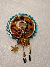 Vintage Lunch at the Ritz Enamel Rhinestone Pin Southwest Lizard Hand signed