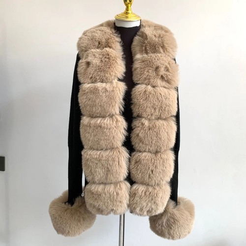 Women's Cropped Sweater Cardigan Faux Fur Knit Sweater Cardigan with Fur Collar - Picture 28 of 36