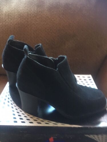 LN - Womens Newport News Black Suede Chunky Square Toe Shoes - Zip - Sz 6.5 - Picture 4 of 11
