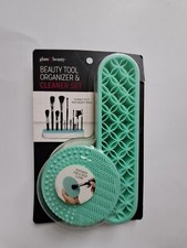 G2 Beauty Makeup Tool Organizer and Brush Cleaner Set Silicone Universal Teal