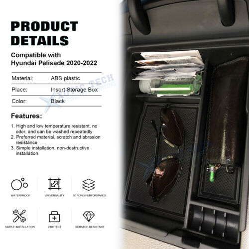 Center Armrest Box Secondary Storage Organizer Coin For Hyundai Palisade 2020-22 - Bild 3 von 12