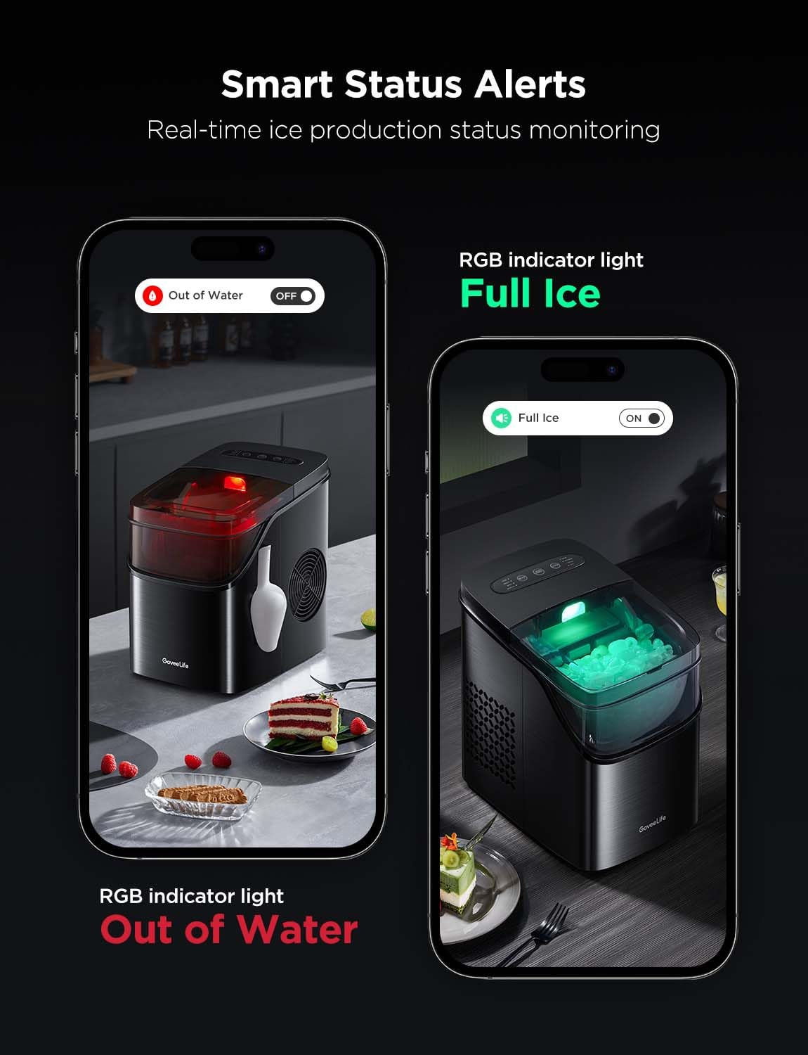 Smart Ice Maker Countertop, Portable Ice Machine with Voice Control, 9 ...