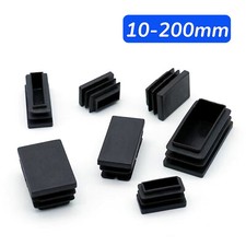 Rectangular Plastic End Caps Tube Inserts Blanking Ribbed Rectangle Plugs Black