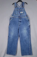 Big Mac Men's Denim Carpenter/Utility Bib Overalls Button Fly Actual Size 36