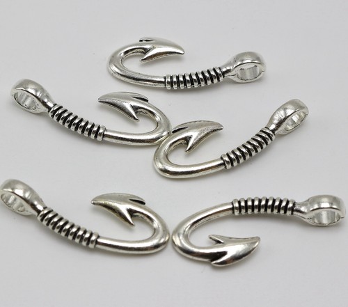 10 Pcs Tibet Silver Tone S Fish Hook Clasp Various Shape For Bracelet Make Craft - Picture 2 of 9
