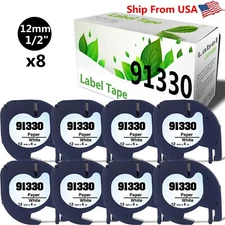 8Pack 10697 Label Tape 91330 for Dymo LetraTag 2000 XR LT-100T Printer