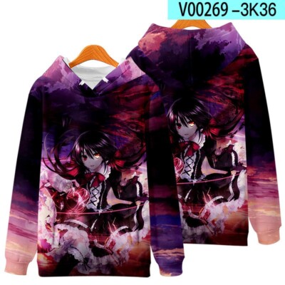 DATE A LIVE Kurumi Tokisaki Anime Kapuzen Sweatshirt Hoodie Hooded Sweater Coat
