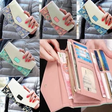 Women's Long Envelope Wallet PU Leather Clutch Phone Cards Holder Purse Handbag