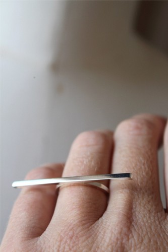 Bar ring, 925 Solid silver line Ring horizontal bar ring Long Simple Women Ring - Picture 4 of 11