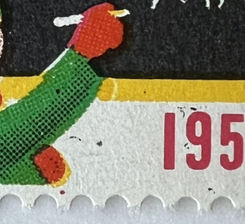 ERROR 1958 CHRISTMAS SEAL BLOCK WITH SEVERAL BLACK MARKS MNH - Picture 2 of 6