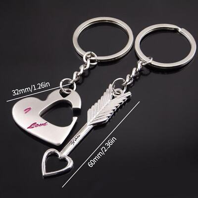 Valentines Keychain Couples Keychain Set Arrow & Heart I Love You Gift For Him Her Valentine Lover E Friend Keychain - Foto 4
