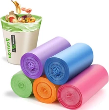 5 Rolls Trash Can Liner Bag Home Office Colored Disposable Kitchen Waste Trash