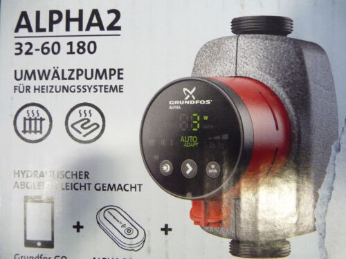Grundfos Alpha2 32 - 60 Heizungspumpe 180 mm Umwälzpumpe 230 Volt NEU P323/28 - Afbeelding 1 van 3