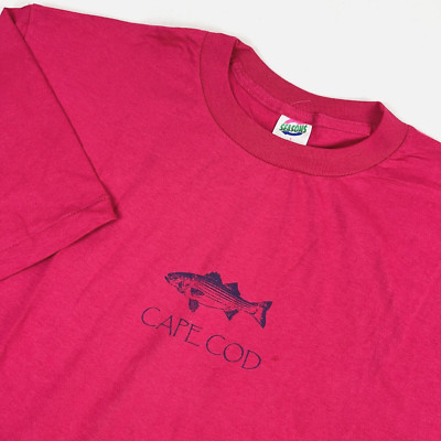 Vintage Cape Cod Graphic Crewneck T-Shirt Single Stitch Magenta Pink Size Large