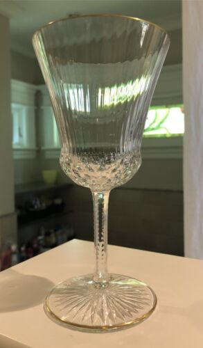 SAINT LOUIS APOLLO GOLD RIMMED WINE GLASS 7” Excellent Cond