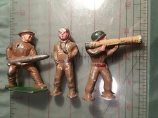 3 Barclay Soldier Lead Figures Brown Uniform