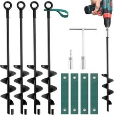 18-Inch Ground Anchors Screw in Heavy Duty, 4 Pack Shed Anchor Kit with Wrenches