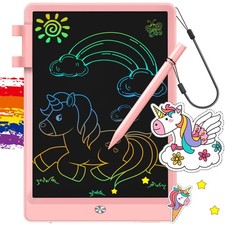 Flueston LCD Writing Tablet for Kids 10 inch Doodle Board Pink