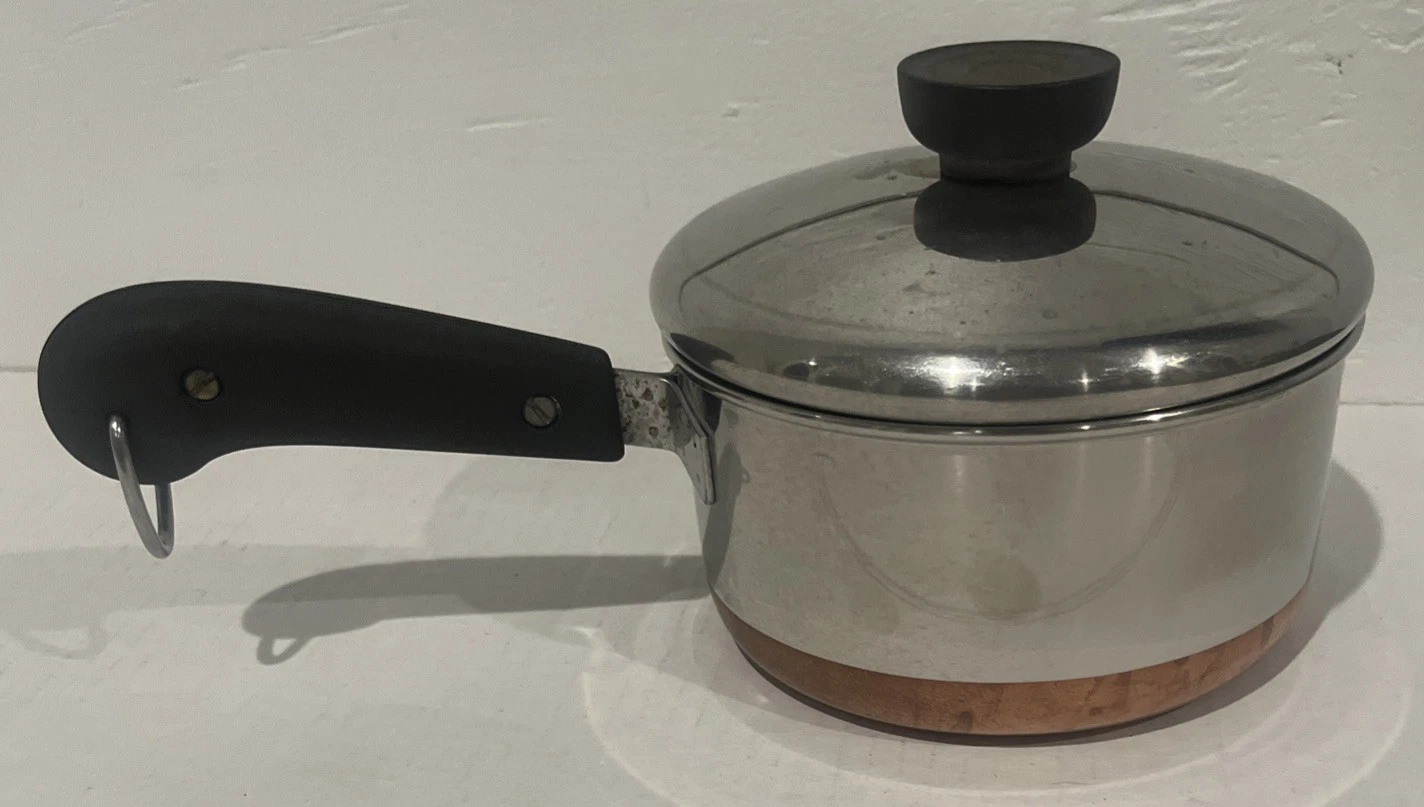 Revere Ware 1 Qt Quart Copper Clad Stainless Sauce Pan Pot w Lid