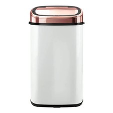 Tower 58L White & Rose Gold Sensor Bin
