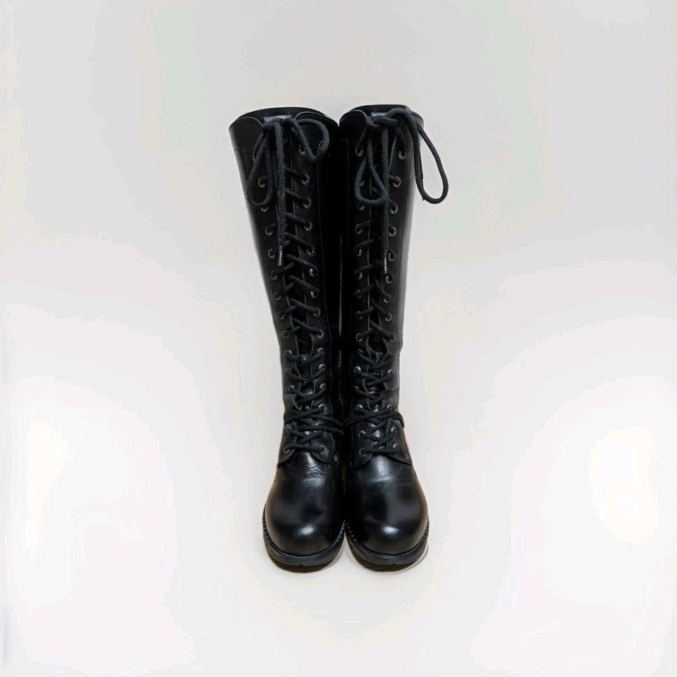New Rock Women's Leather Gothic Knee High Platform Heel Lace-Up Boots Size Eu 41 - Image 3 of 4